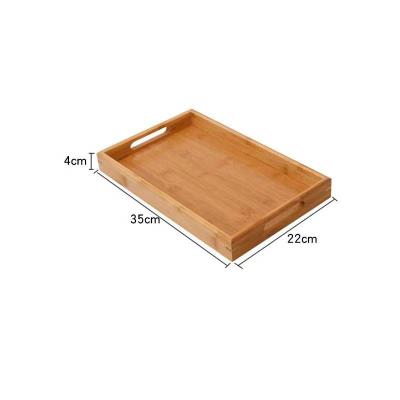 China Simple Tray Light Eco Friendly Sturdy Wooden Bamboo Tray With Handles Flat Serving Trays for sale