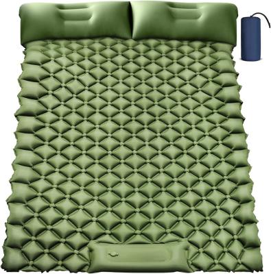 China Hiking Double Camping Sleeping Pad, Inflatable Sleeping Mat Foot Press Ultralight 2 Person Camping Mat with Pillow for sale