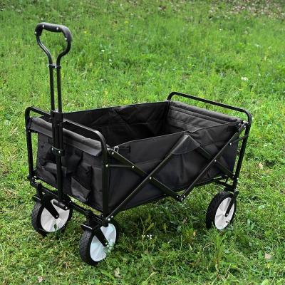 China Collapsible Collapsible Folding Wagon Garden Cart Beach Wagon Grocery Wagon All-Terrain Wheels (Black) for sale