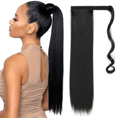 China X-Ring Hair Cheap Cut In Ponytail Extension Wrap Around Long Straight Pony Tail Hair 24 Inch Synthetic Wigs for sale