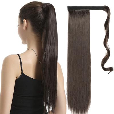 China Long X-Ring Hair Ponytail Clip In Ponytail Extension Wrap Around Long Straight Pony Tail Hair 24 Inch Synthetic Wigs for sale