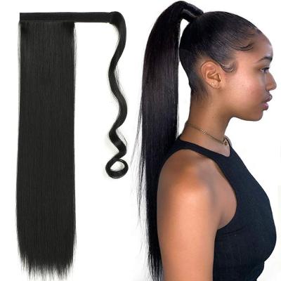 China Hot Straight X-Ring Hair Ponytail Long Clip In Ponytail Extension Wrap Around Hair 24 Inch Natural Synthetic Wigs for sale