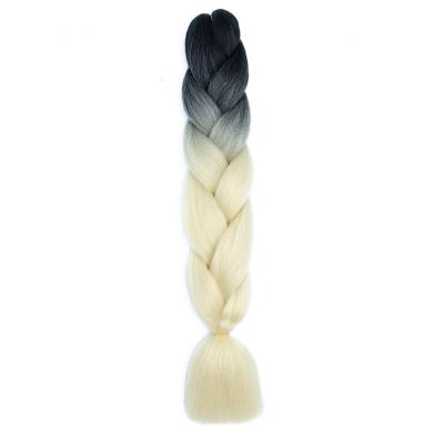 China Daily Decoration Synthetic Knit Hair Yaki Ombre Braiding Pre Stretched Super Jumbo Hair Crochet Braids For Hair Extension100g 24inch for sale