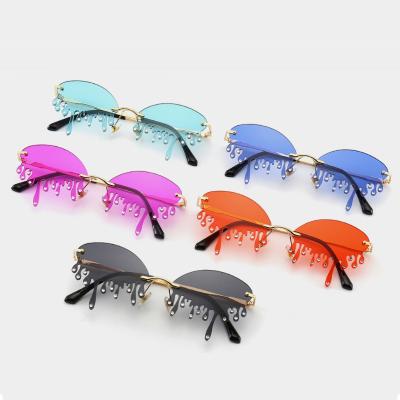 China Fashion Sunglasses 2022Luxury Drip Rimless PC Frames Shading Sun Glass Sunglasses For Women for sale