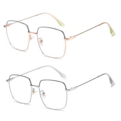 China Fashion 2022 High Quality Ladies Anti Blue Light Glasses Square Metal Frame Optical Glasses for sale