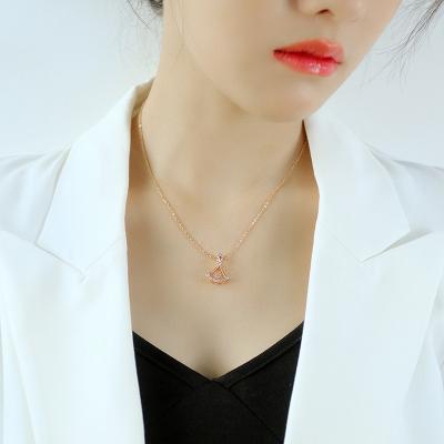 China TRENDY INS Small Skirt Necklace Jewelry Rose Gold Plated Brass With Zircon Clavicle Chain Pendant Necklace For Women for sale