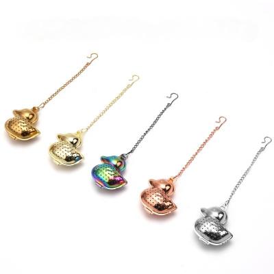 China Green Tea Viable Rose Gold Cute Duck Metal Tea Strainer Stainless Steel Infusers For Loose Leaf Teapot for sale