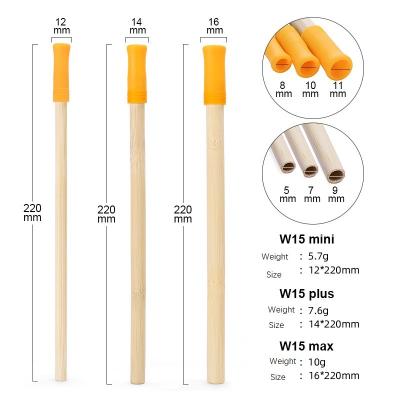 China BPA FREE BAMBOO Eco Friendly Silicone Drinking Straws Travel Picnic Bamboo Straw With Silicone Tip for sale