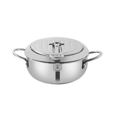 China Sustainable 20cm Japan Style 304 Stainless Steel Induction Temperature Control Cookware Frying Pot Fryer for sale