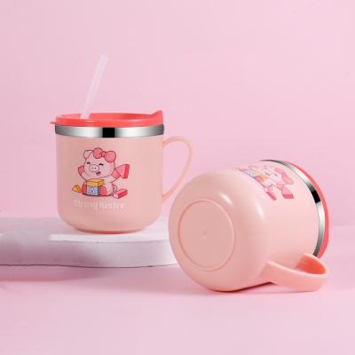 China Durable 316 Stainless Steel Double Wall Insulated Cartoon Cute Mini Milk Tumbler Mug For Kids for sale