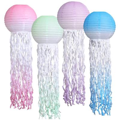 China China Lucky Mermaid Theme Party Decor Jellyfish Paper Lantern Under The Sea Party Decor Girl Mermaid Birthday Decorations for sale