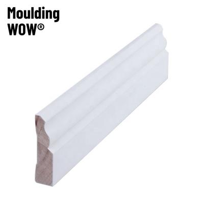 China Modern white gesso cladding and primed Radiata pine door frame door jamb flat wood plinth skirting molding for sale