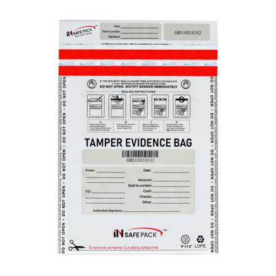 China Tamper evident / waterproof high security /heat PE plastic high security level custom made cash bags / tamper evident cash bag with barcode security money bag for sale