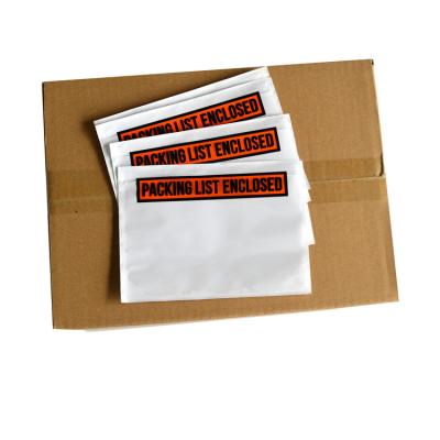 China Waterproof 7.5x5.5 Inch Clear Plastic Bags Adhesive Document Shipping Label Pouches Enclosed Packing Slip Envelope Pouches for sale