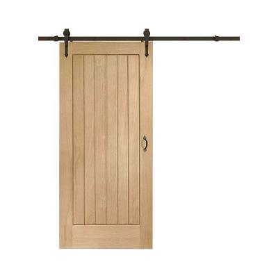 China modern wood barn door sliding wooden door with track and rollers à venda