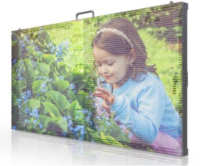 China Advertisting Video Wall/P7.8-7.8mm For Advertising Mesh Display Curtain Video Wall Building Glass Transparent LED Display for sale