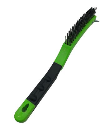 China Heavy Duty Hygiene Cleaning Brush TPR Handle Steel Wire Brush for sale