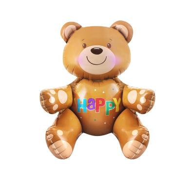 China Custom Inflating Party Decoration Foil Balloon 3D Bear Helium Baby Sitting Party Balloons for sale