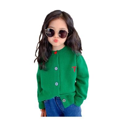 China Chunqiu 2023 pure color cardigan children's girl Chunqiu children's breathable digital cartoon sweater for sale