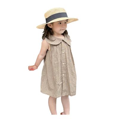 China Casual Korean version of children's clothing 2023 pure color petticoat girls new sweet atmosphere girls fashion dress sleeveless lapel for sale