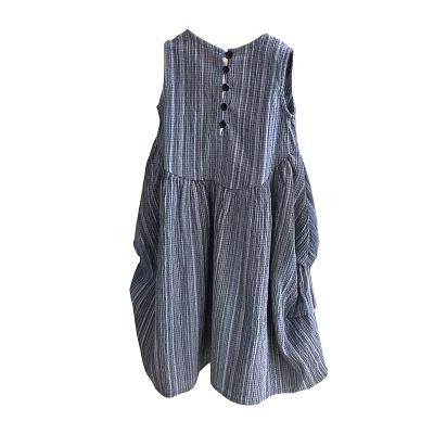 China 2023 summer new style children's casual Korean version girls dress vest chic vertical striped skirt loose sleeveless dress for sale