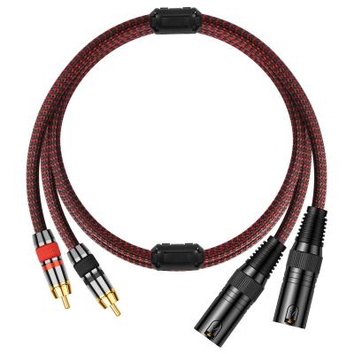 China COMPUTER Fever 2RCA to 2XLR Male and Female Pure Copper Gold Plated Audio Cable DJ Sound Mixer for sale