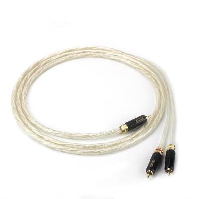 China QINCROWN Camera Silver Plated 1RCA To 2RCA Male Audio Cable One Point Two Point WBT Plug Gold Plated Line for sale