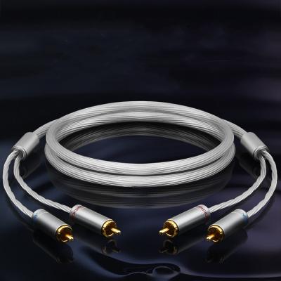 China High Quality Cable Camera Fever Copper Silver Plated Dual RCA Audio To RCA Line Lotus Signal Line Power Amplifier for sale