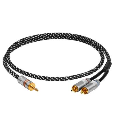 China COMPUTER factory price 3.5mm to RCA aux jack audio Male-Male black white. to amplifier extension cable for sale