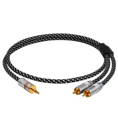 China QINCROWN 1PC 3.5mm COMPUTER TO 2RCA Cable Phone PC Speaker Power Amplifier Audio Cables for sale