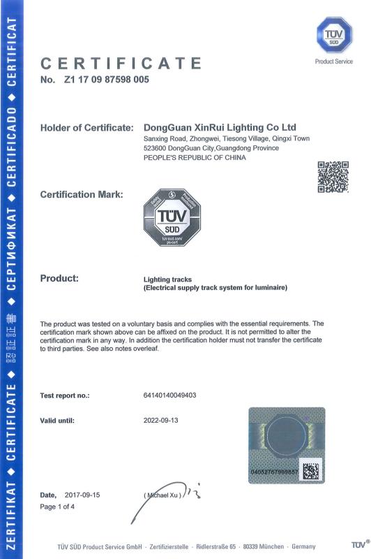 TUV mark - Dongguan Xinrui Lighting Co., Ltd.