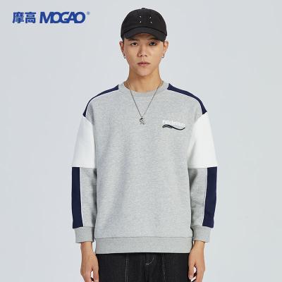 China 2023 New Anti-wrinkle Mogao Cotton Splicing Pullover Streetwear Hip Hop Round Neck Unisex Sweatshirt for sale