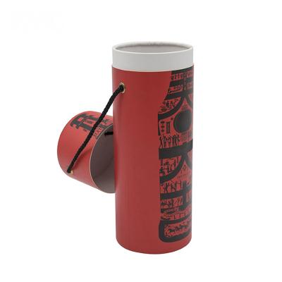 China Recyclable Long Custom Design Cardboard Tube Boxes With Rope Handle For Bottle for sale