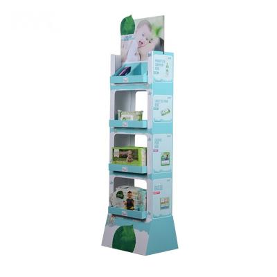 China Advertising Retail Baby Store Shelf Display Cardboard Advertising Paper Rack For Baby Products for sale