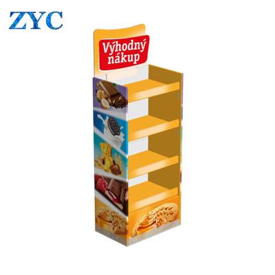 China Advertising Custom Printing Advertising Floor Stand Cardboard Display Racks For Cookies for sale