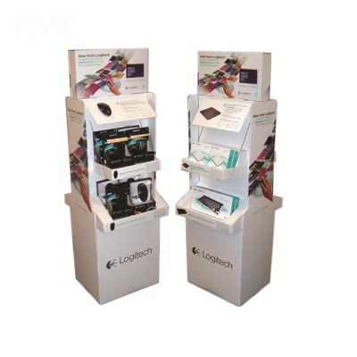 China Supermarket. Retail Store Foldable Double Sides POP Cardboard Floor Shelf Display For Computer Mouse for sale