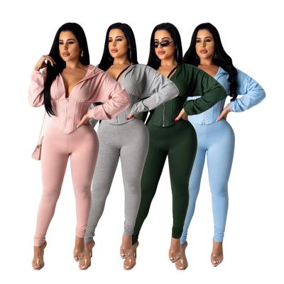 China QUICK DRY QUICK DRY Two Piece Cropped Jogger Sets Wholesale Custom 2 Piece Women Clothing Hoodie Sets For Women for sale