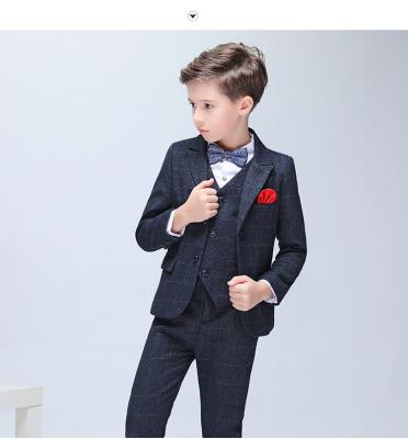 China ENGLAND STYLE ENGLAND STYLE Boys Suits For Wedding Party Dress Kids Plaid Blazer Vest Pants Suits Kid Tuxedo Formal Prom Prom Performance Suit for sale