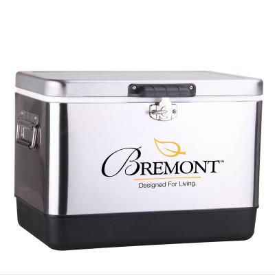 China Wine Top Amazon Sales 51L Stainless Steel Ice Cooler Box Beer Cooler Metal Cooler Box For Party for sale