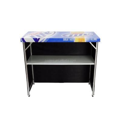 China NEW COLLECTION Metal Folding Easy Clean Serving Table Portable Bar Table with Shelf for Promotion and Advertising for sale