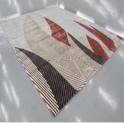 China Anti-Slip Decorative Hand Embellished Modern Wool-acrylic Bamboo Silk Floor Blankets Living Room Area Rug Blanket for sale