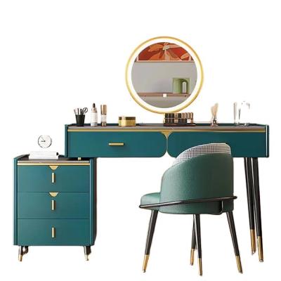 China Vanity Mirror Set (Size) Adjustable Wooden Makeup Vanity Dressing Table With 3 Sliding Drawers for sale