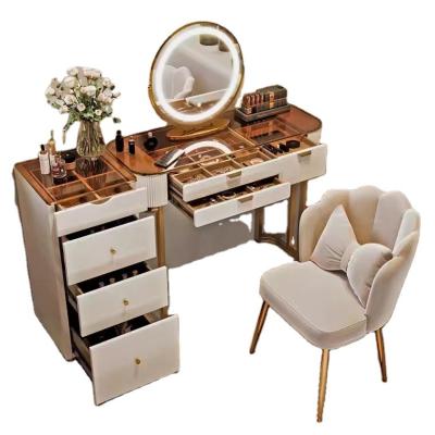 China (Size) Adjustable Modern Mirror Vanity Desk Makeup Writing Desk Mirrored Dressing Table for sale