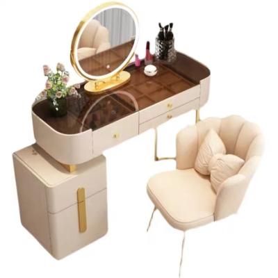 China Adjustable (Height) Mirrored Dressers Vanity Makeup Dressing Table Set With Wooden Mirror Jewelry Desk for sale