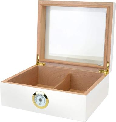 China Capri American Desktop Humidor Style Wooden Cigar Box With Tempered Glasstop for sale