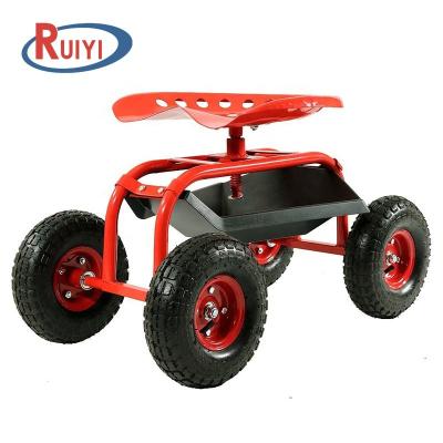 China Folding Garden Stools Outdoor Scooter Trolley Seat Rolling Gardening Cart for sale