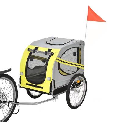 China Sustainable Folding Dog Bicycle Trailer Dogs Rolled Travel Carrier Puppies Bike Transport for sale