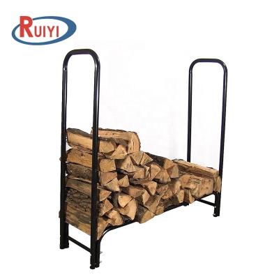 China Steel With Powder Coated Outdoor Adjustable Heavy Duty Black Steel Tubular Steel Firewood Log Rack Firewood Log Storage Holder for sale