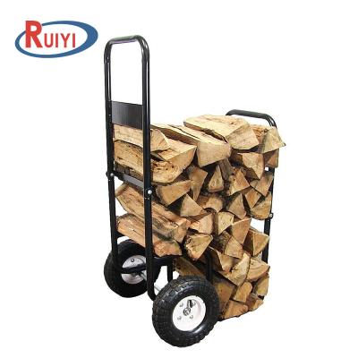 China Stainless Steel Firewood Log Cart Carrier with Heavy Duty Waterproof Cover Combo Outdoor Wood Shelving Storage for sale