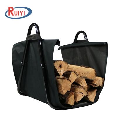 China Stainless Steel Canvas Firewood Log Carrier with Heavy Duty Wrap and Handles Log Rack Included for sale